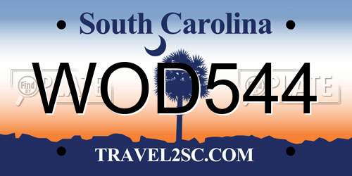 WOD544 South Carolina License Plate