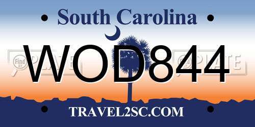 WOD844 South Carolina License Plate
