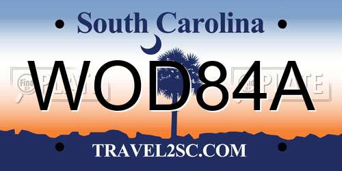 WOD84A South Carolina License Plate