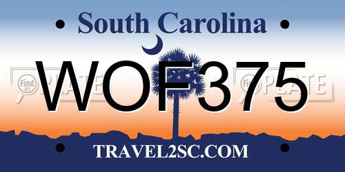 WOF375 South Carolina License Plate