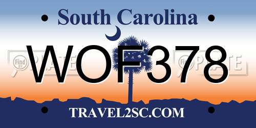 WOF378 South Carolina License Plate