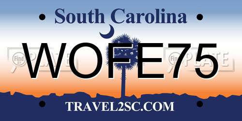 WOFE75 South Carolina License Plate