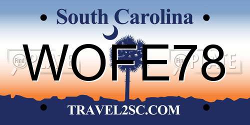 WOFE78 South Carolina License Plate