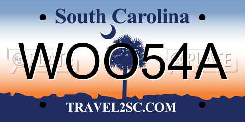 WOO54A South Carolina License Plate
