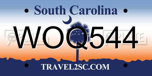 WOQ544 South Carolina License Plate