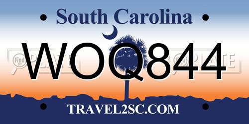 WOQ844 South Carolina License Plate