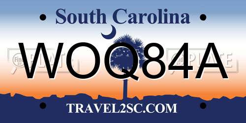 WOQ84A South Carolina License Plate