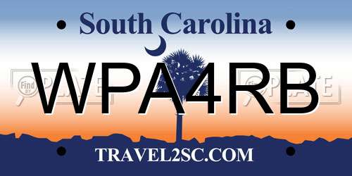 WPA4RB South Carolina License Plate