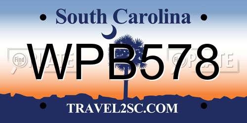 WPB578 South Carolina License Plate
