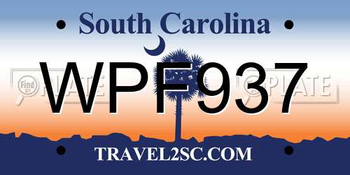WPF937 South Carolina License Plate
