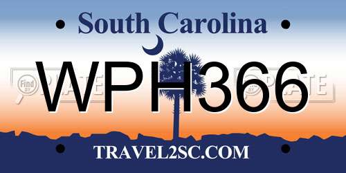 WPH366 South Carolina License Plate