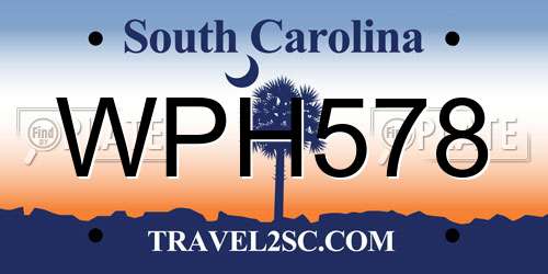 WPH578 South Carolina License Plate