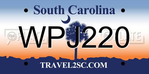 WPJ220 South Carolina License Plate