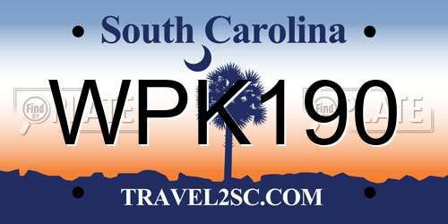 WPK190 South Carolina License Plate