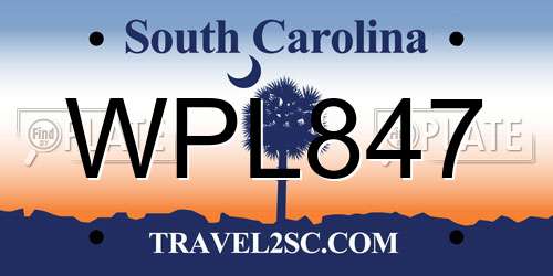 WPL847 South Carolina License Plate