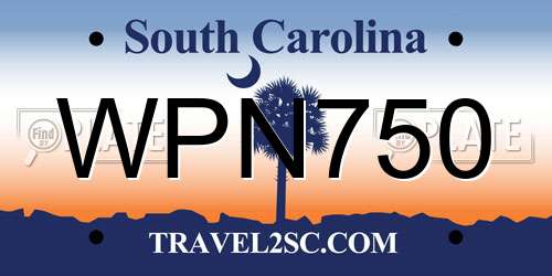 WPN750 South Carolina License Plate
