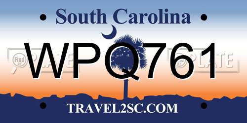 WPQ761 South Carolina License Plate