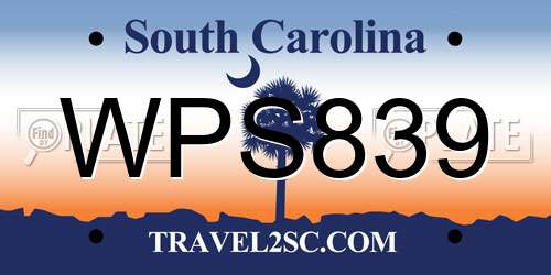 WPS839 South Carolina License Plate