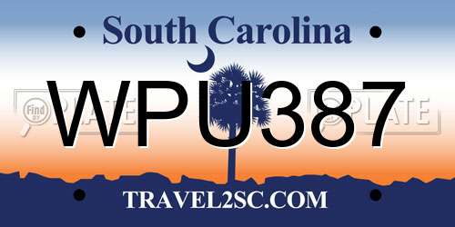 WPU387 South Carolina License Plate