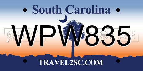 WPW835 South Carolina License Plate