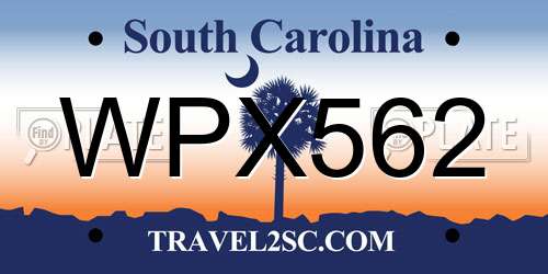 WPX562 South Carolina License Plate