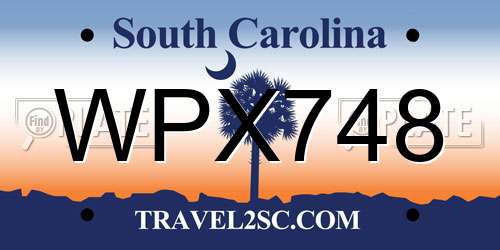 WPX748 South Carolina License Plate