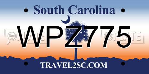 WPZ775 South Carolina License Plate