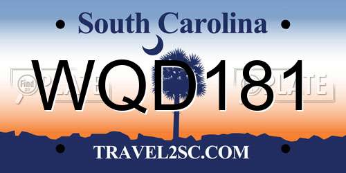 WQD181 South Carolina License Plate