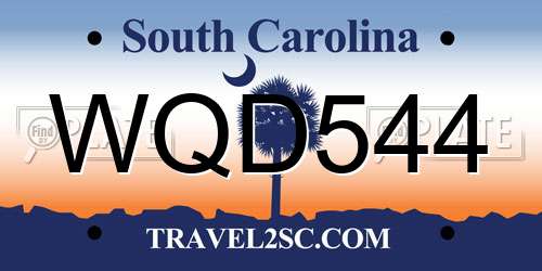 WQD544 South Carolina License Plate