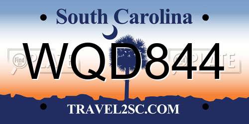 WQD844 South Carolina License Plate