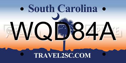 WQD84A South Carolina License Plate
