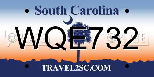 WQE732 South Carolina License Plate