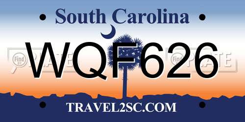 WQF626 South Carolina License Plate