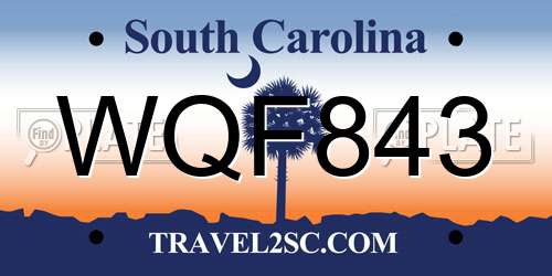 WQF843 South Carolina License Plate