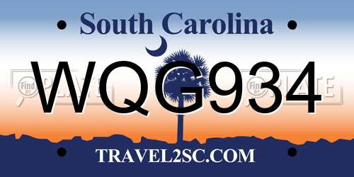 WQG934 South Carolina License Plate