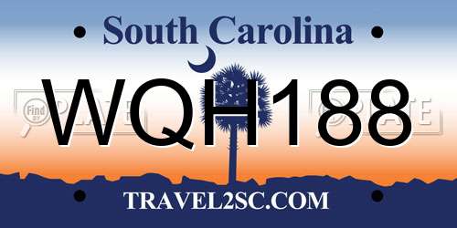 WQH188 South Carolina License Plate
