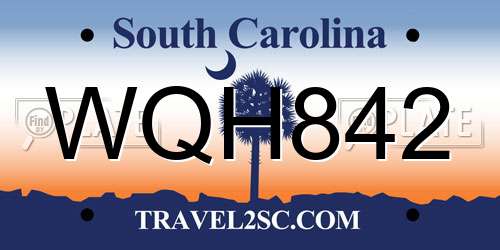 WQH842 South Carolina License Plate