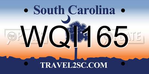 WQI165 South Carolina License Plate
