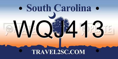 WQJ413 South Carolina License Plate