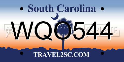 WQO544 South Carolina License Plate