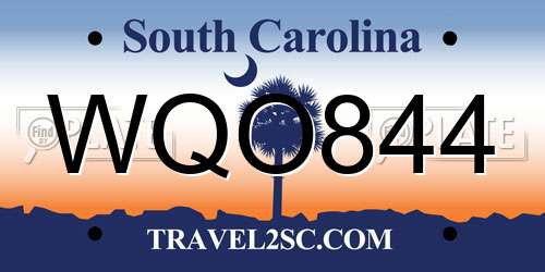 WQO844 South Carolina License Plate
