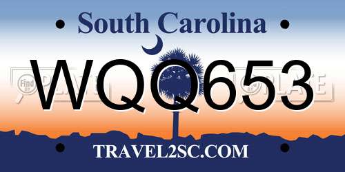 WQQ653 South Carolina License Plate