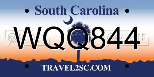 WQQ844 South Carolina License Plate