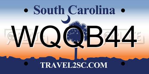 WQQB44 South Carolina License Plate