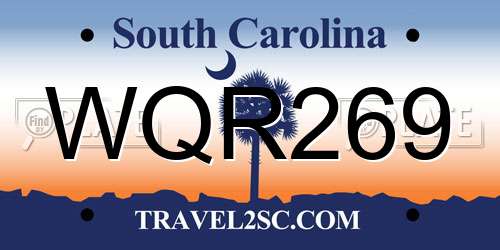 WQR269 South Carolina License Plate