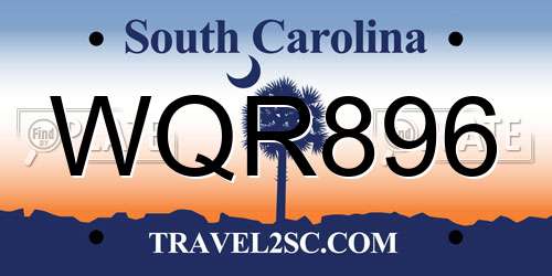WQR896 South Carolina License Plate