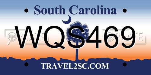 WQS469 South Carolina License Plate