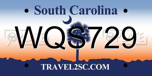 WQS729 South Carolina License Plate
