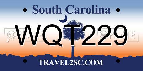 WQT229 South Carolina License Plate