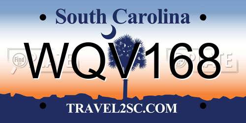 WQV168 South Carolina License Plate
